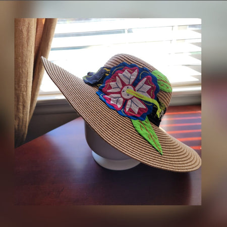 Sombreros de Paja con Mola Kuna Original