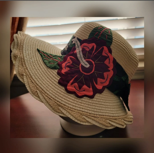 Sombreros de Paja con Mola Kuna Original
